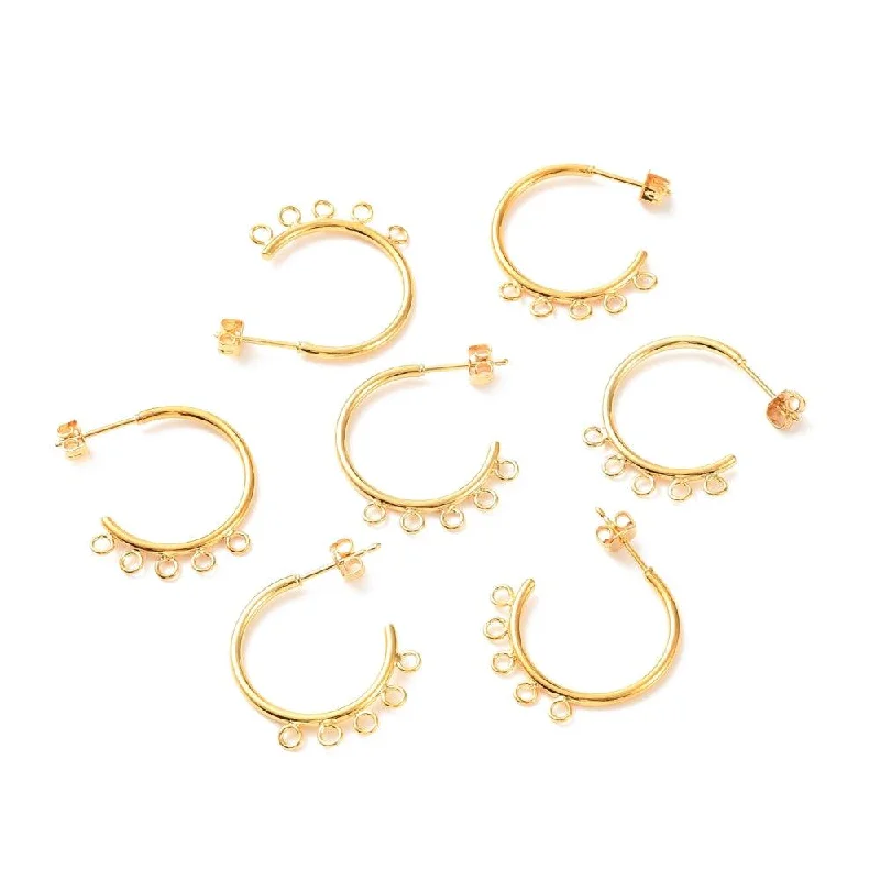 Solid band rings-24x20 Brass Stud Earring Hook Findings Gold Plated