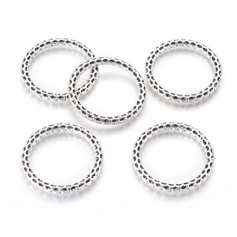 Antique bronze rings-10 Pcs, 36.5x36.5x4mm, Tibetan Linking Rings, Rondelle, Antique Silver