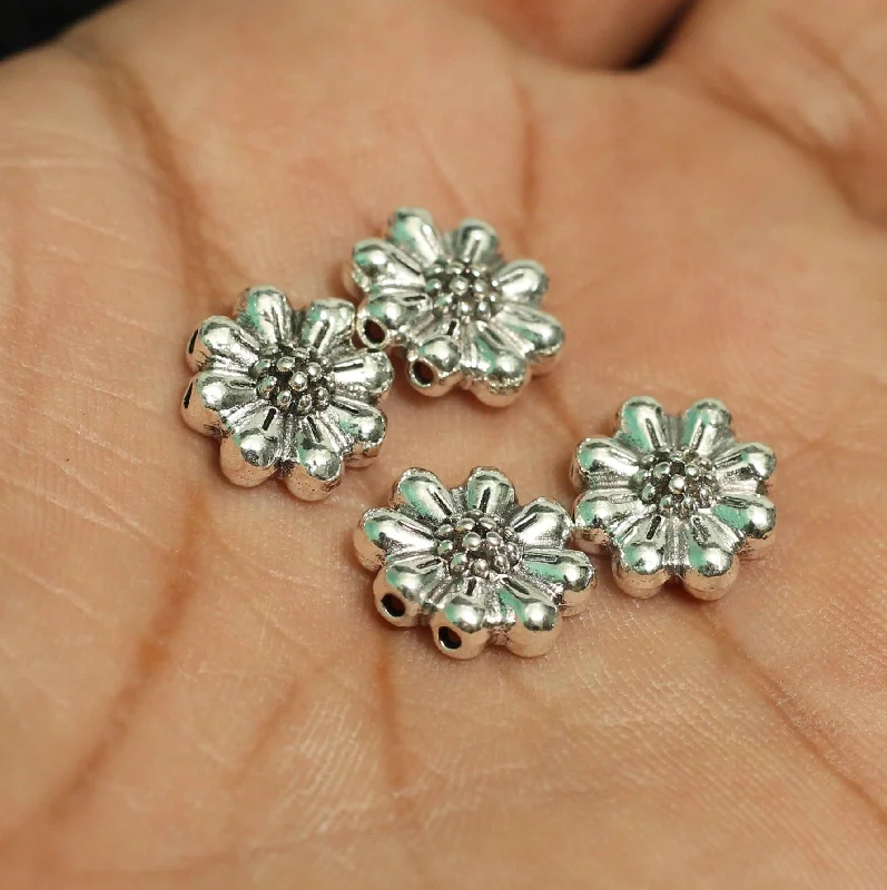 Bright diamond rings-12mm German Silver 2 Strings Flower Connector Spacer