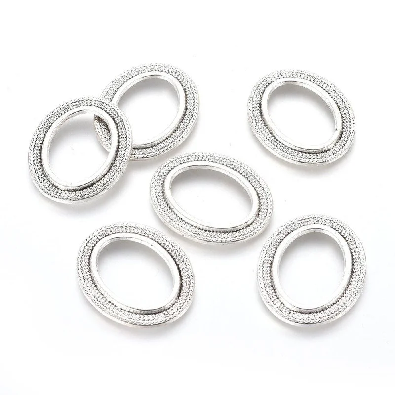 Bold cocktail rings-Alloy Linking Rings Oval Antique Silver 33x27mm