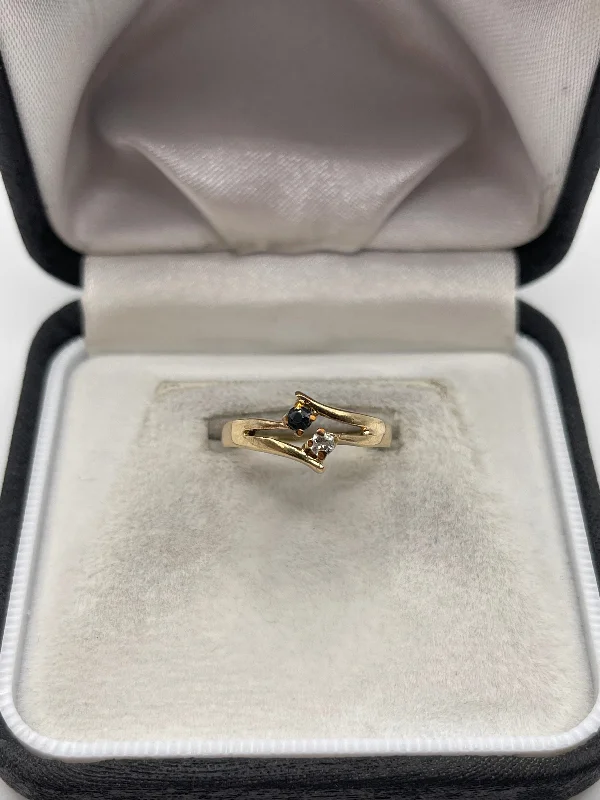 Stacked design rings-9ct gold sapphire and diamond ring