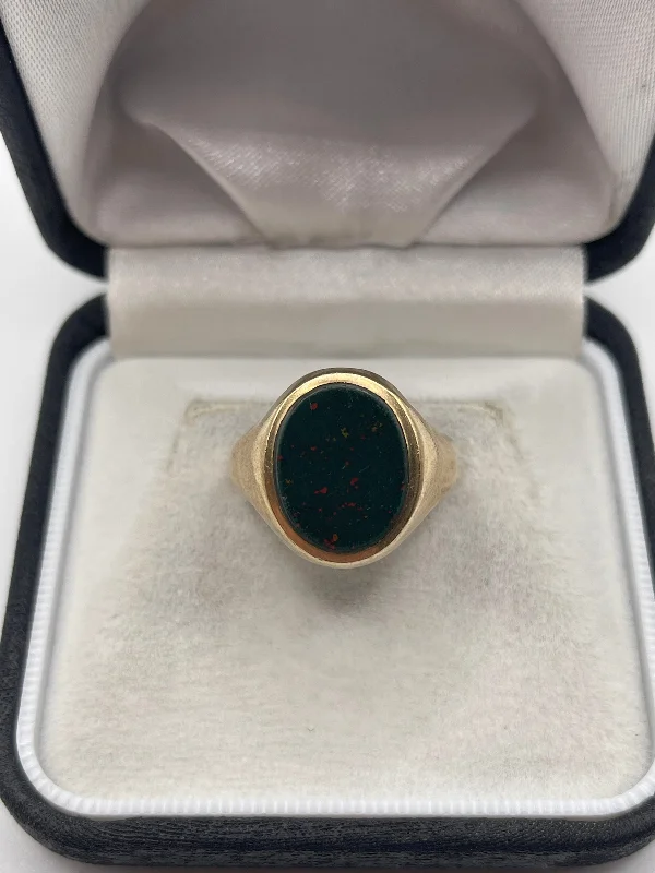 Stone pile rings-9ct gold bloodstone signet ring