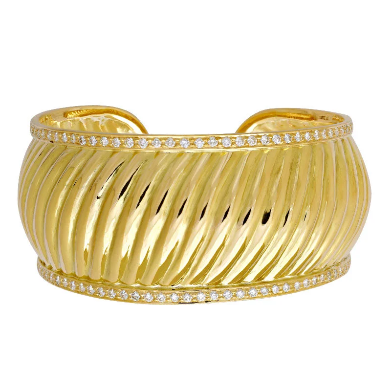 Chiseled metal bangles-CUFF BANGLE- DIAMOND