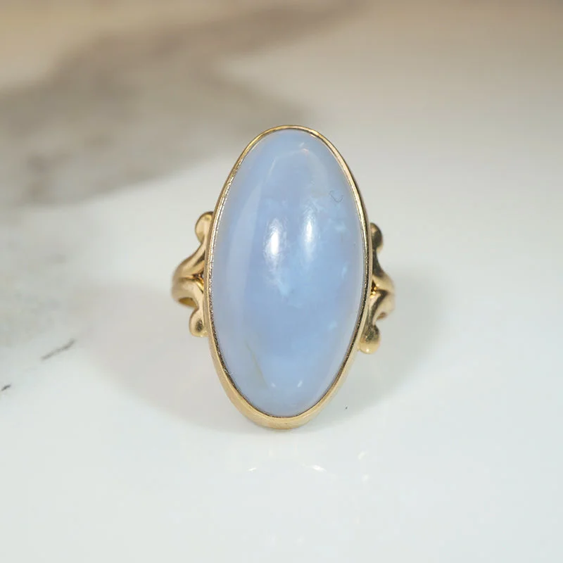 Clear star rings-Luminous Blue Agate Antique Gold Ring