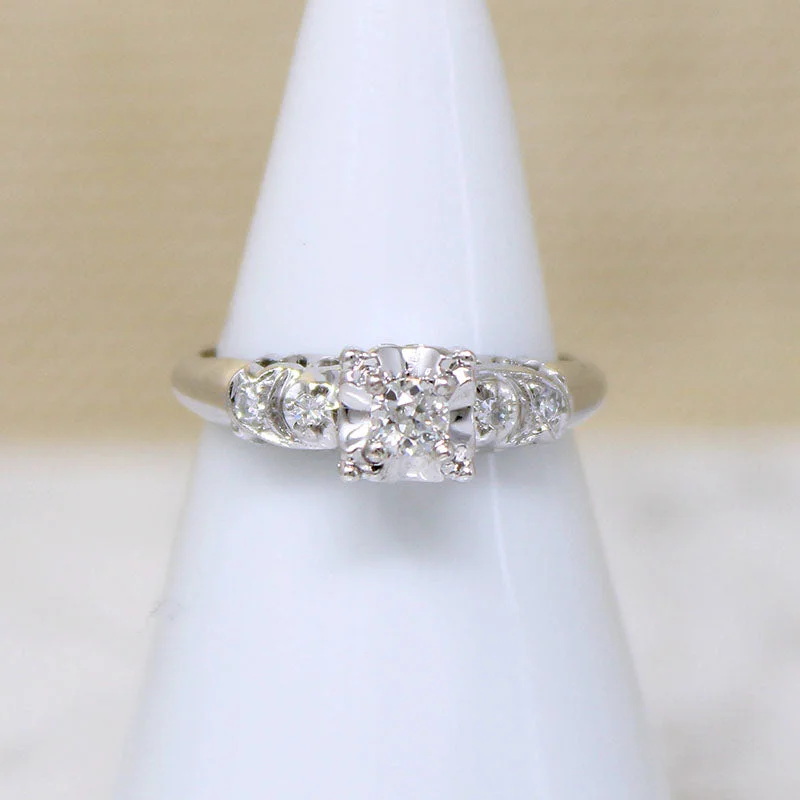 Coil band rings-New With Tag 1940s Diamond Engagement Ring