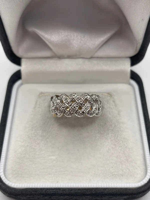 Small stack rings-9ct gold diamond knot ring