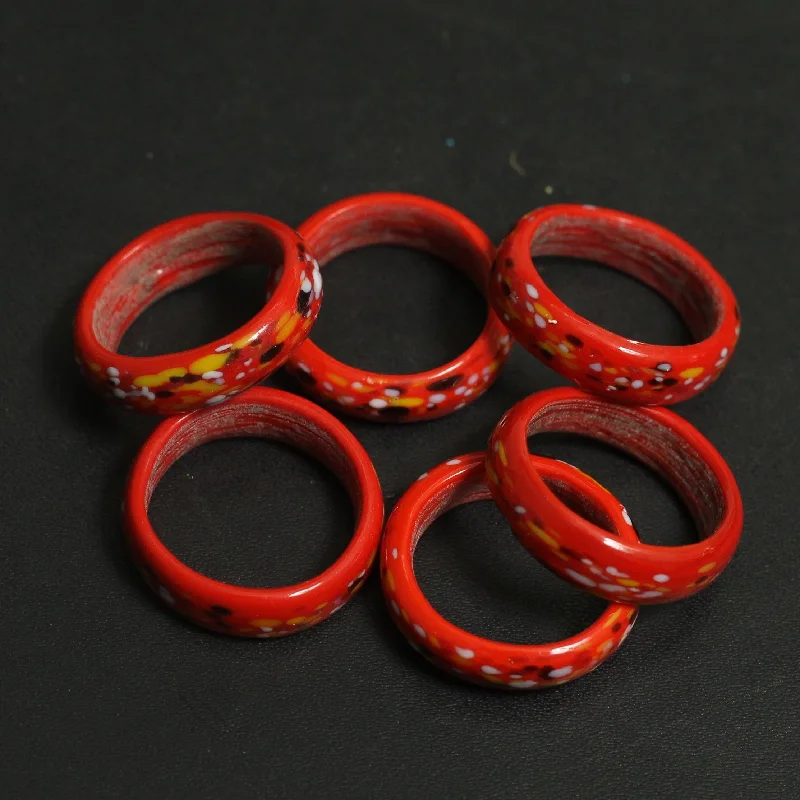 Bead edge rings-50 Pcs, Assorted Red Glass Finger Rings