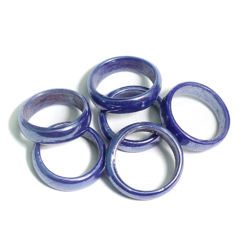 Whimsical rings-50 Pcs, Assorted Blue Glass Finger Rings