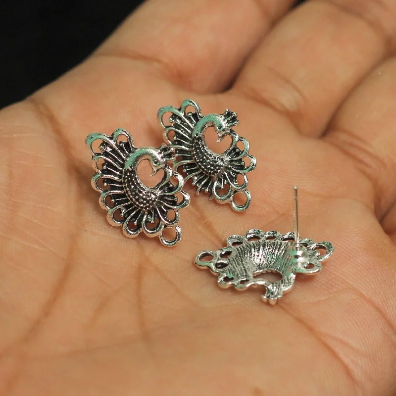 Fiber edge rings-22x14mm German Silver Pecock Earring Components