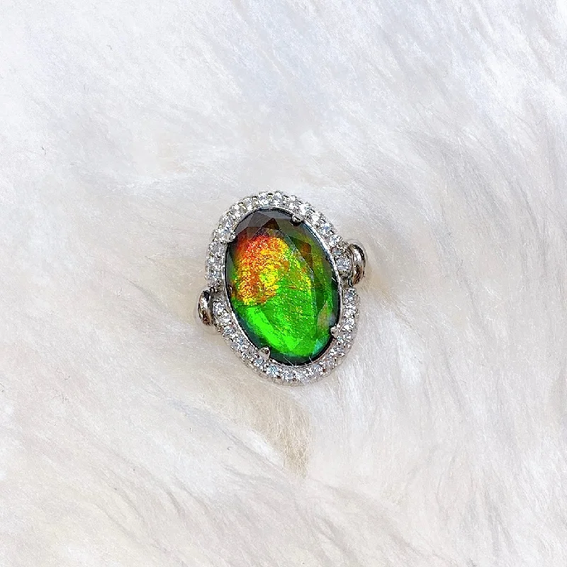 Bright modern rings-Ammolite Ring Sterling Silver KNOTS Ring