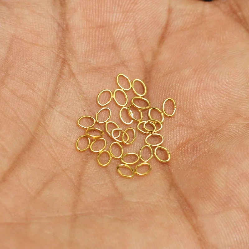 Blended metal rings-4x3mm Golden Oval Open Jump Rings