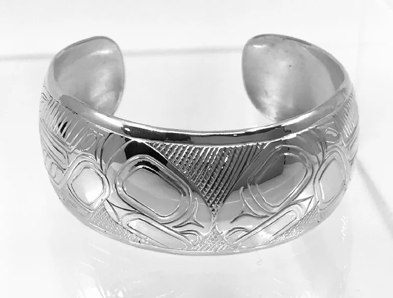 Flexible cord bangles-Levi Chilton Bracelet Silver 1" Salmon