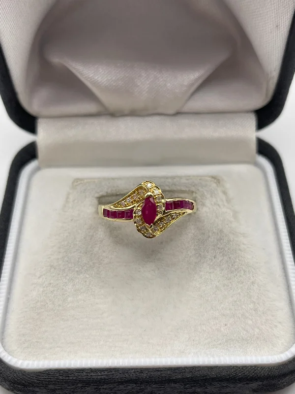 Small stack rings-14ct gold ruby and diamond ring