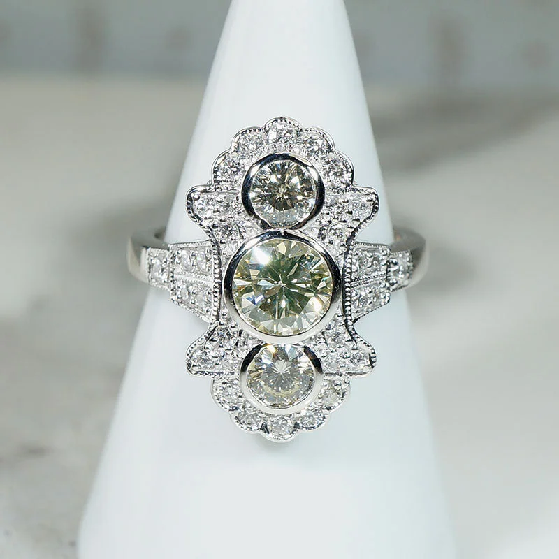 Bright band rings-Astonishing Art Deco Style Diamond Dinner Ring