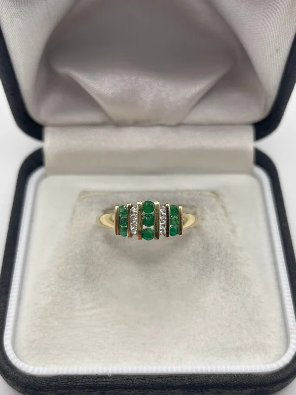 Small stack rings-9ct gold emerald and diamond ring