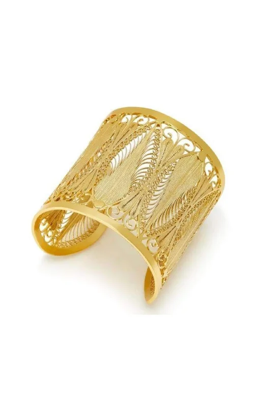 Petal carved bangles-Fanny Sterling Silver And 24K Gold Vermeil Cuff Bracelet