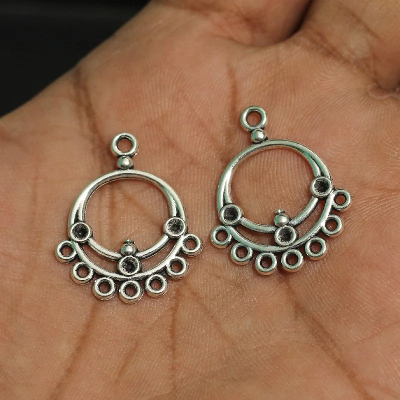 Blended metal rings-2 Pairs German Silver Earrring Components 1 Inch