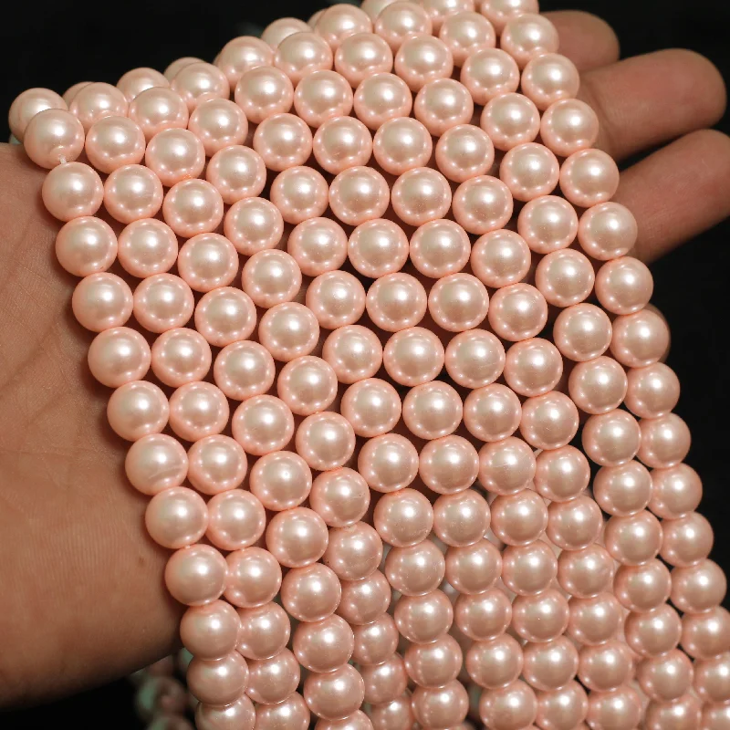 Sleek design rings-1 String, 10mm Pink Faux Round pearl Beads