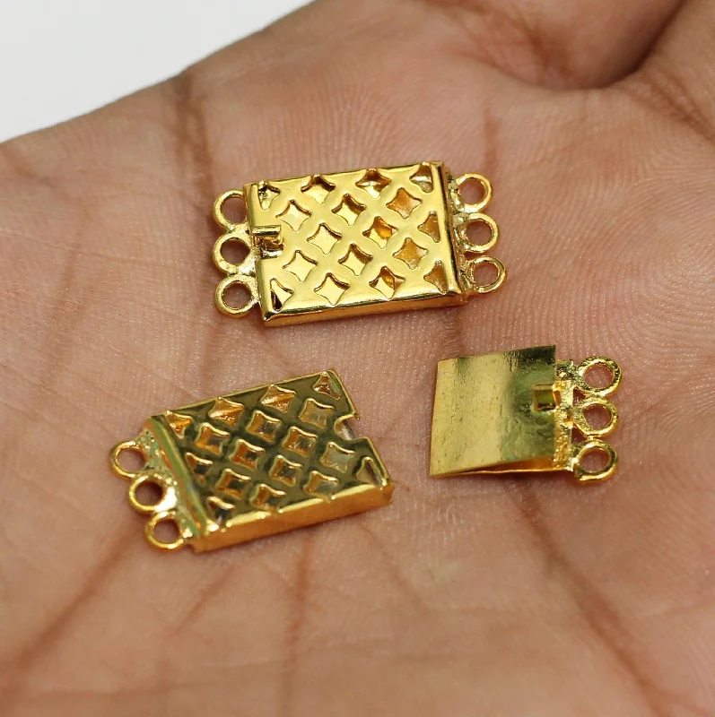 Light enamel rings-2 Pcs, 2.5 Cm Golden 3 Strings Brass Connectors