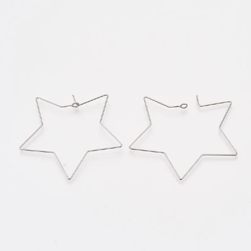 Bear design rings-304 Stainless Steel Star Earring Hoop, 47x52mm