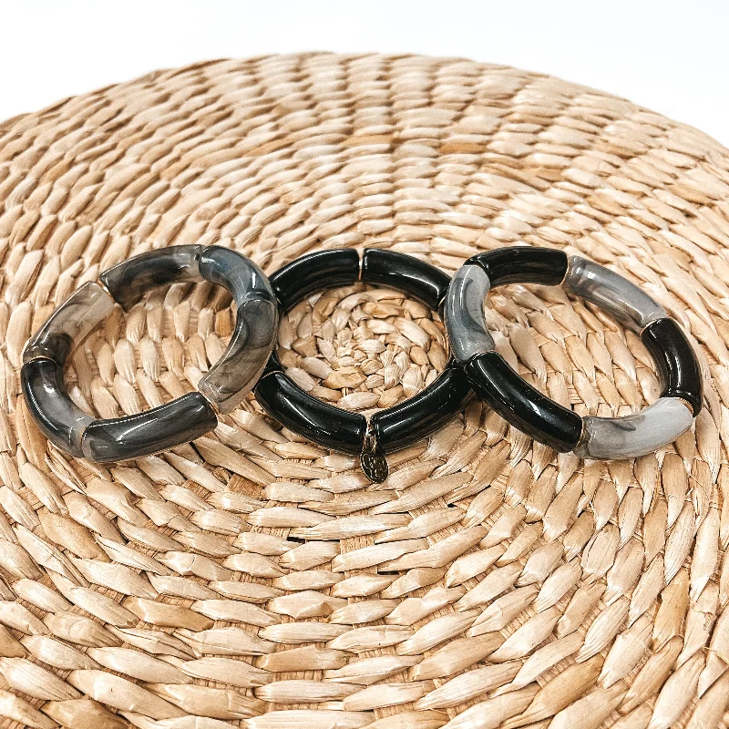 Round shape bangles-Pink Panache | Set of Three | Chunky Tube Bangles in Black