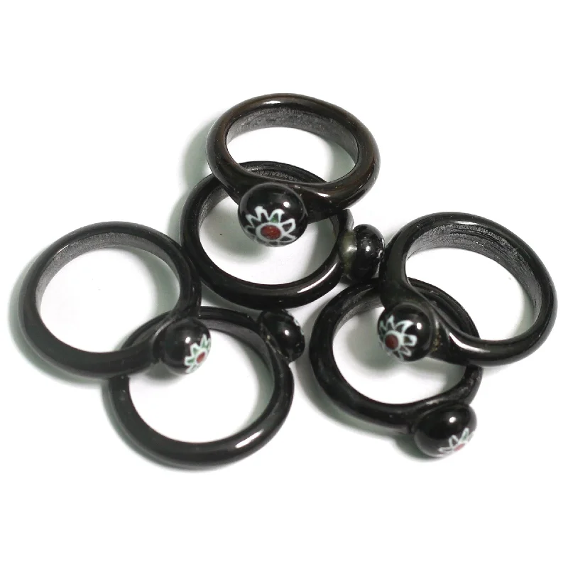 Slide band rings-50 Pcs, Assorted black Glass Finger Rings