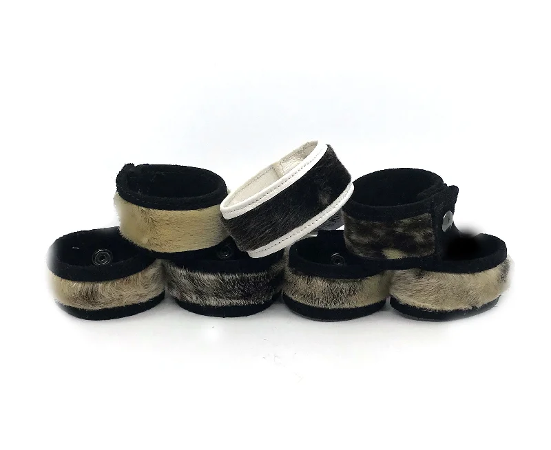 Chunky stone bangles-Bracelet- Gho;  Seal Fur & Leather w/Snap