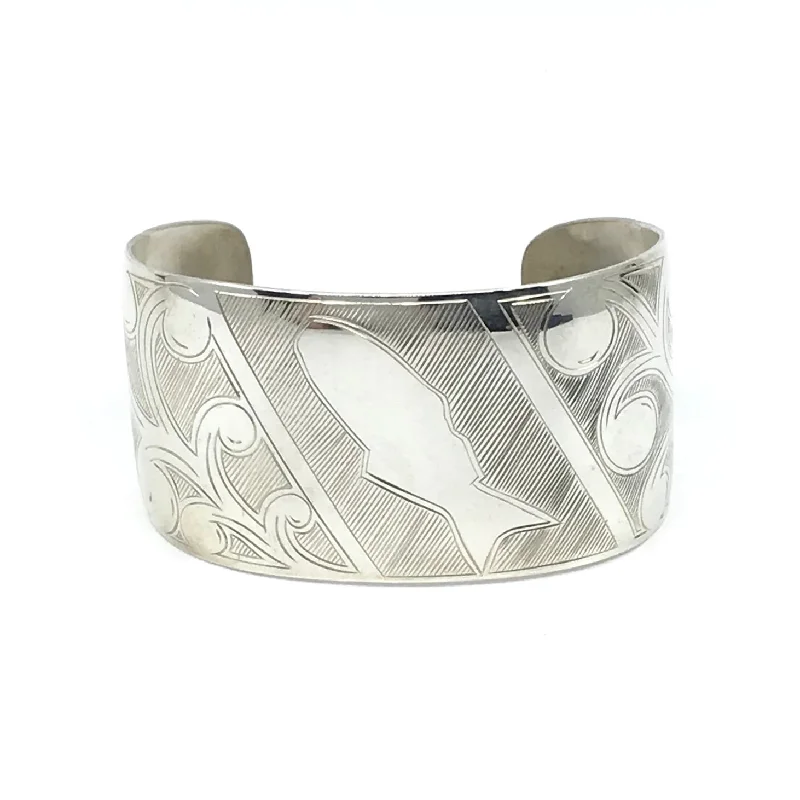 Bear motif bangles-Bracelet- J. Galanin, Silver, Herring in Water, 1.5"