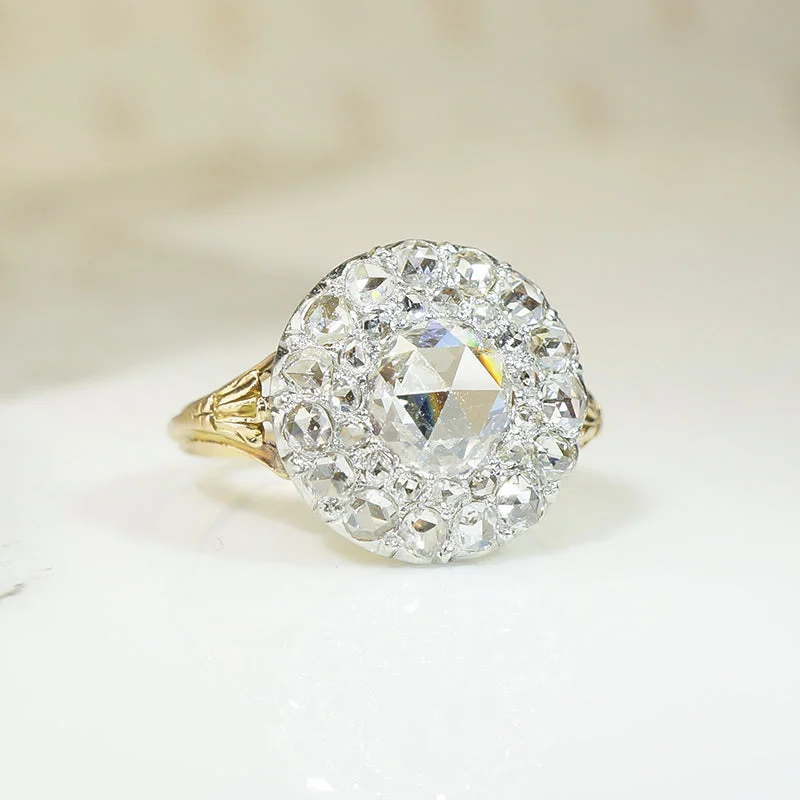 Solid stone rings-Extraordinary Antique Rose Cut Diamond Ring