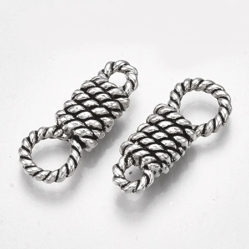 Ruby stone rings-10 Pcs, 25x10.5x5.5mm, Alloy String Links connectors Antique Silver