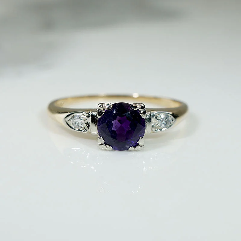 Rustic deco rings-Purple Passion Amethyst Engagement Ring