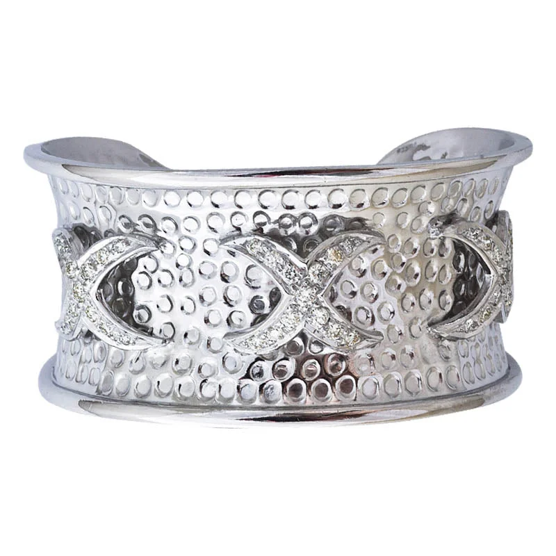 Clear diamond bangles-CUFF BANGLE- DIAMOND IN STERLING SILVER