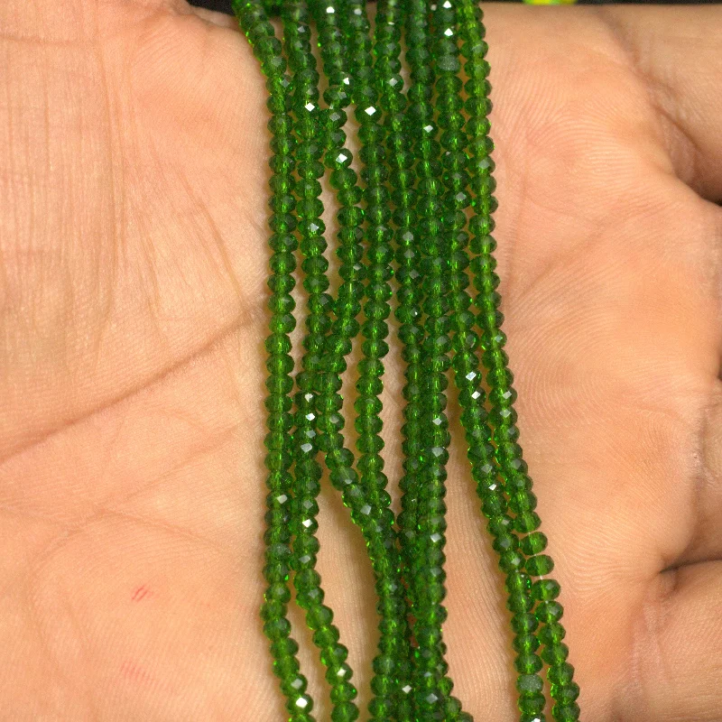 Curved art rings-1 String 2mm Crystal Faceted  Rondelle Beads Trans Green