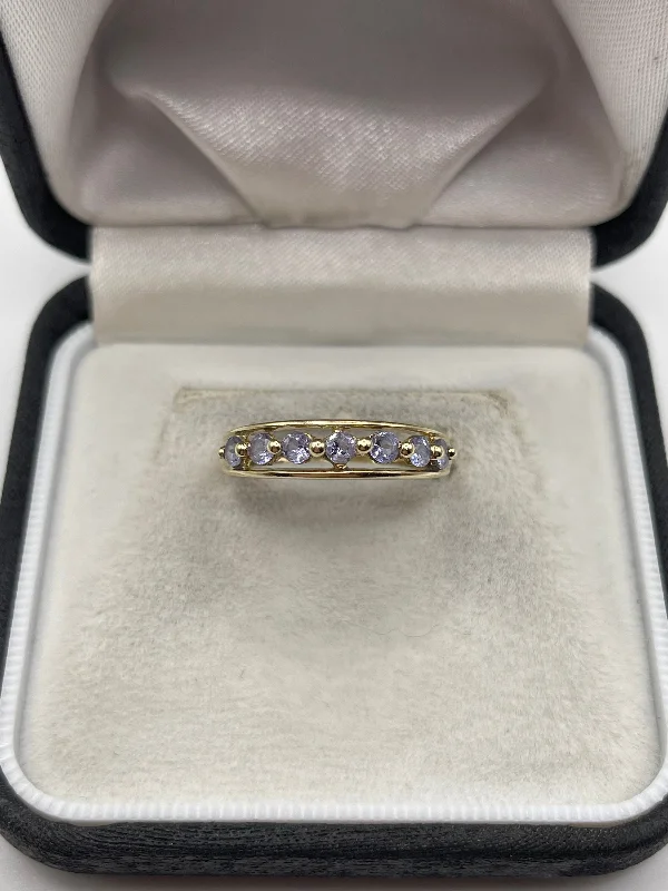 Solid band rings-9ct gold tanzanite ring