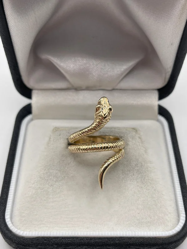 Astro birthstone rings-Heavy 9ct gold snake ring