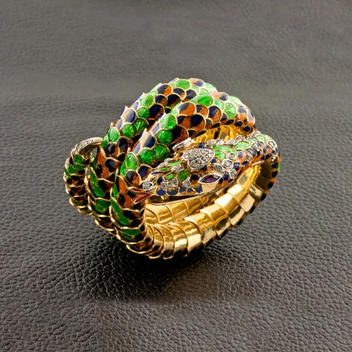 Small stack bangles-Estate Snake Bracelet