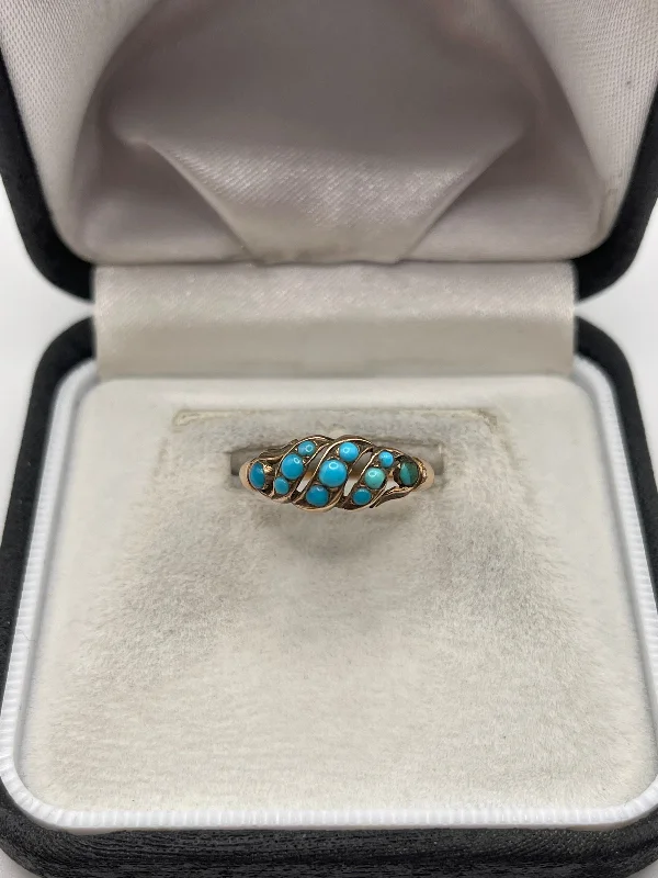 Shiny bead rings-18ct rose gold turquoise ring