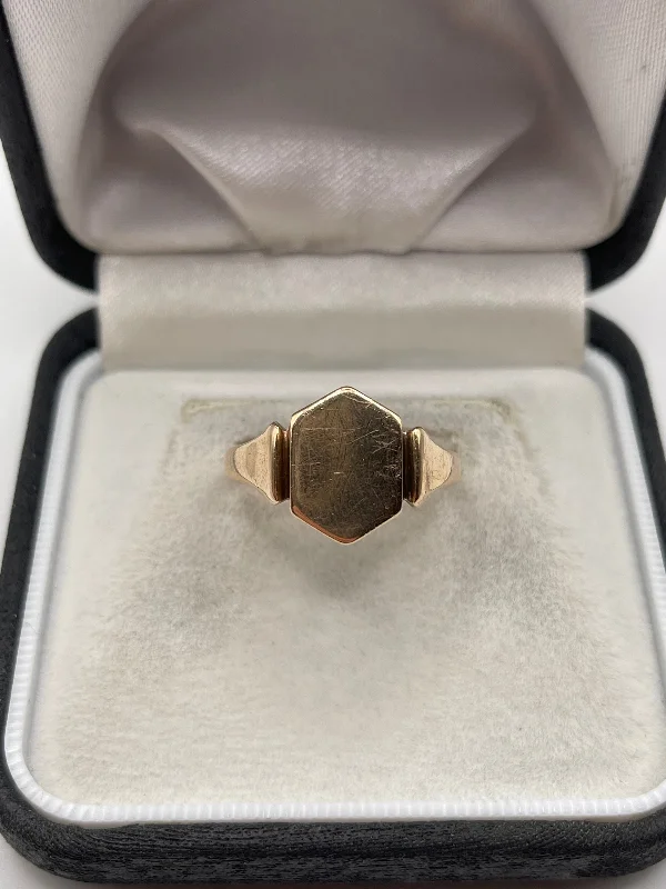 Ruby stone rings-9ct rose gold signet ring