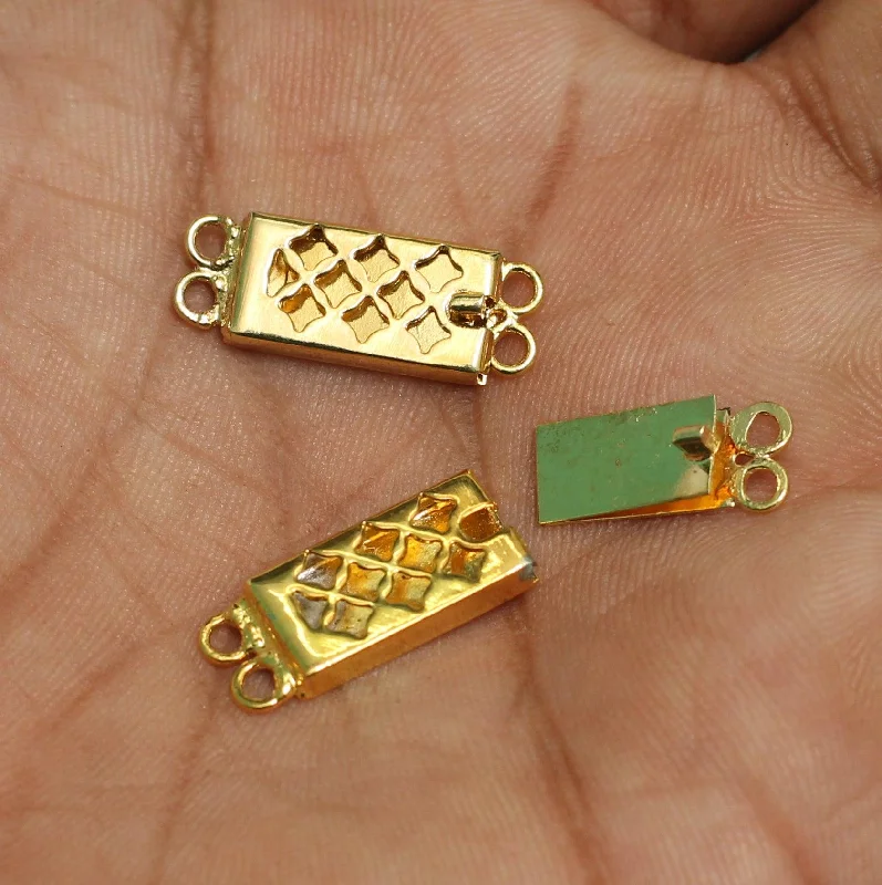 Bear motif rings-2 Pcs, 2.5 Cm Golden 2 Strings Brass Connectors