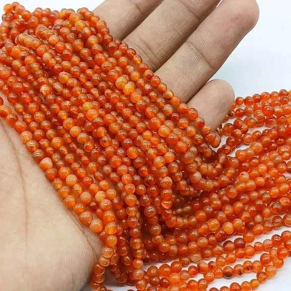 Sleek stone rings-1 String, 7mm Round Carnelian Stone Beads Orange