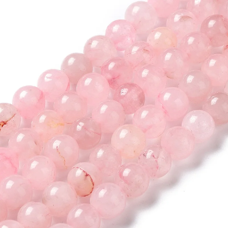 Sleek design rings-6mm, Natural Rose Quartz Dyed Beads String, Round