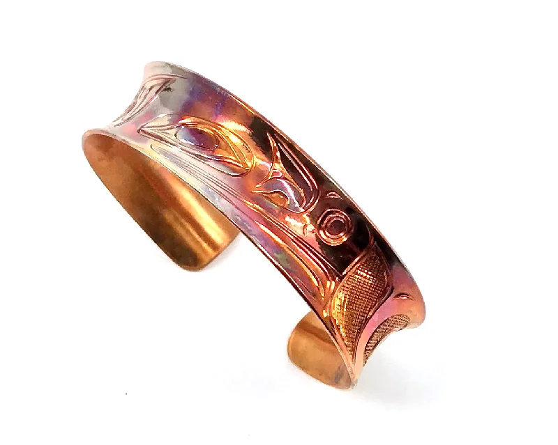 Lily motif bangles-Bracelet- N. Galanin, Heat-Treated Copper, Raven, 3/4"