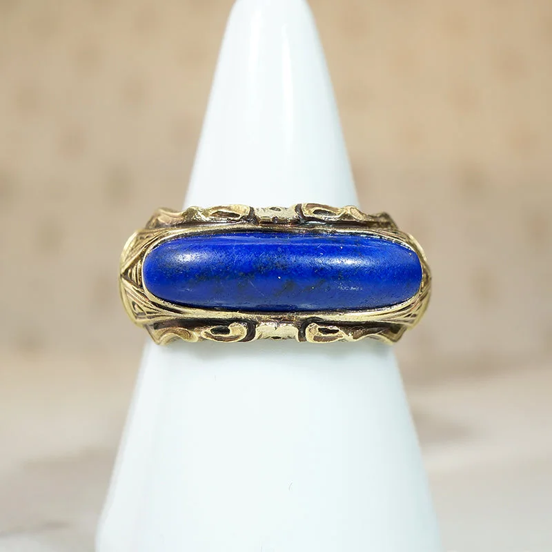 Solid stone rings-Egyptian 19th Century Lapis Lazuli & 18k Gold Ring