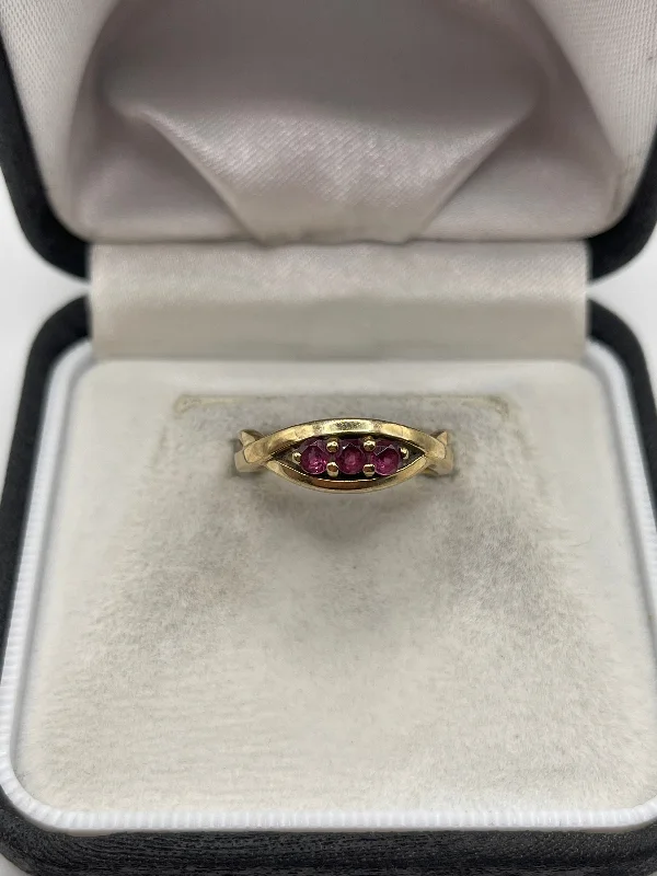 Mystic eye rings-9ct gold tourmaline ring