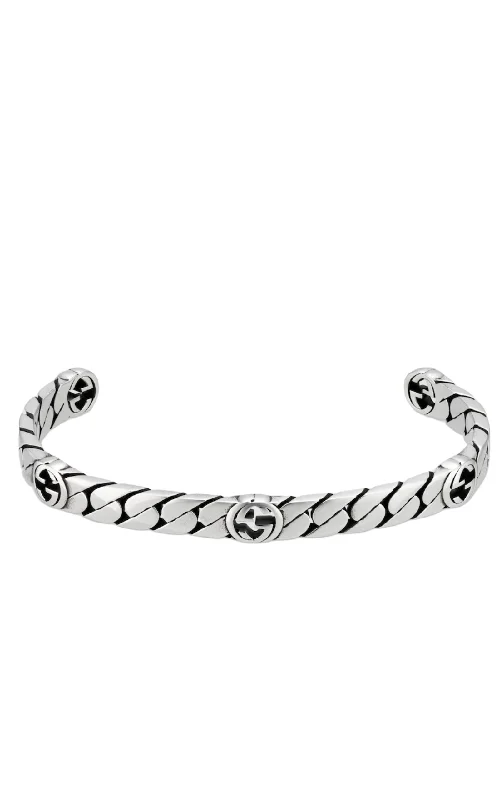 Flexible cord bangles-Sterling Silver Interlocking G Cuff Bracelet