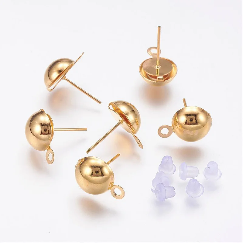 Beaded gem rings-10mm, Stud Earring Ear Nuts Golden