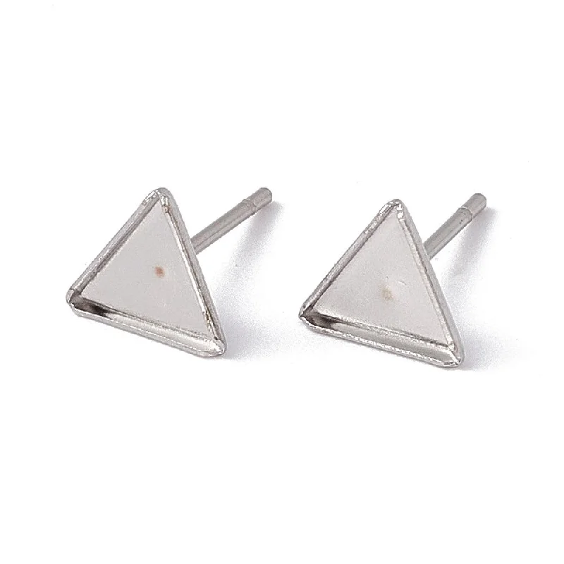 Solid stone rings-7x7mm, 304 Stainless Steel Stud Earring Posts, Triangle