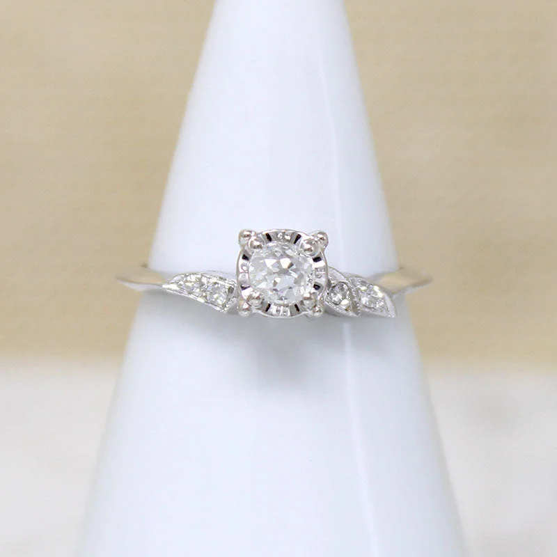 High shine rings-Asymmetric New Old Stock Diamond Engagement Ring