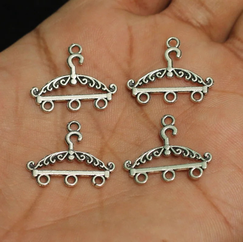 Clear star rings-4 Pcs, 20x22mm German Silver 3 Strings Connectors