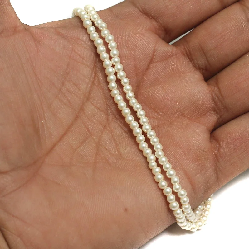 Chiseled letter rings-3mm White Round Shell Pearl Beads 1 String